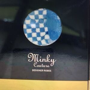 MINKY COUTURE DESIGNER ROBE BLUE AND WHITE CHECKERED WITH HOOD